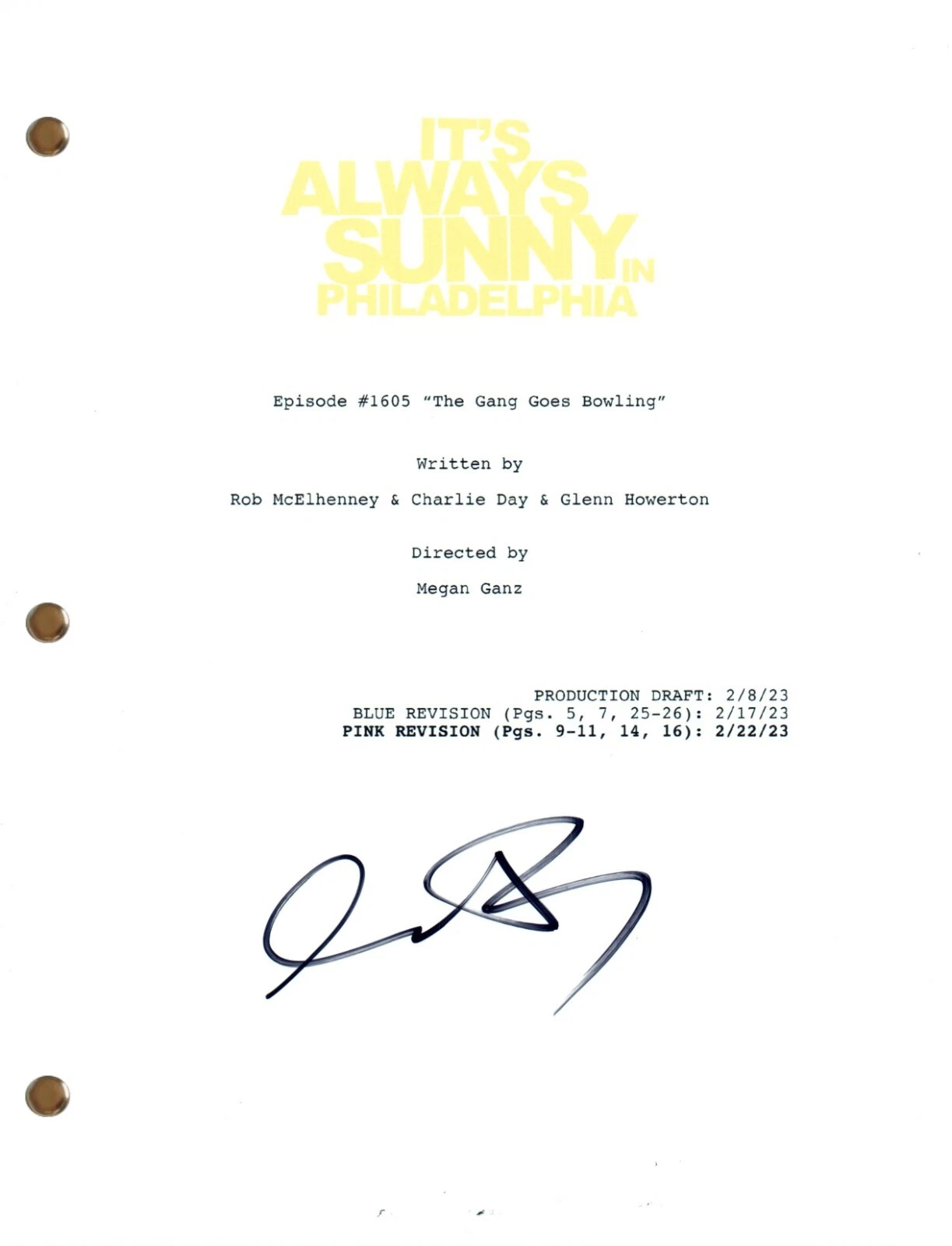 Charlie Day Signed Autograph It's Always Sunny in Philadelphia #1605 Script COA