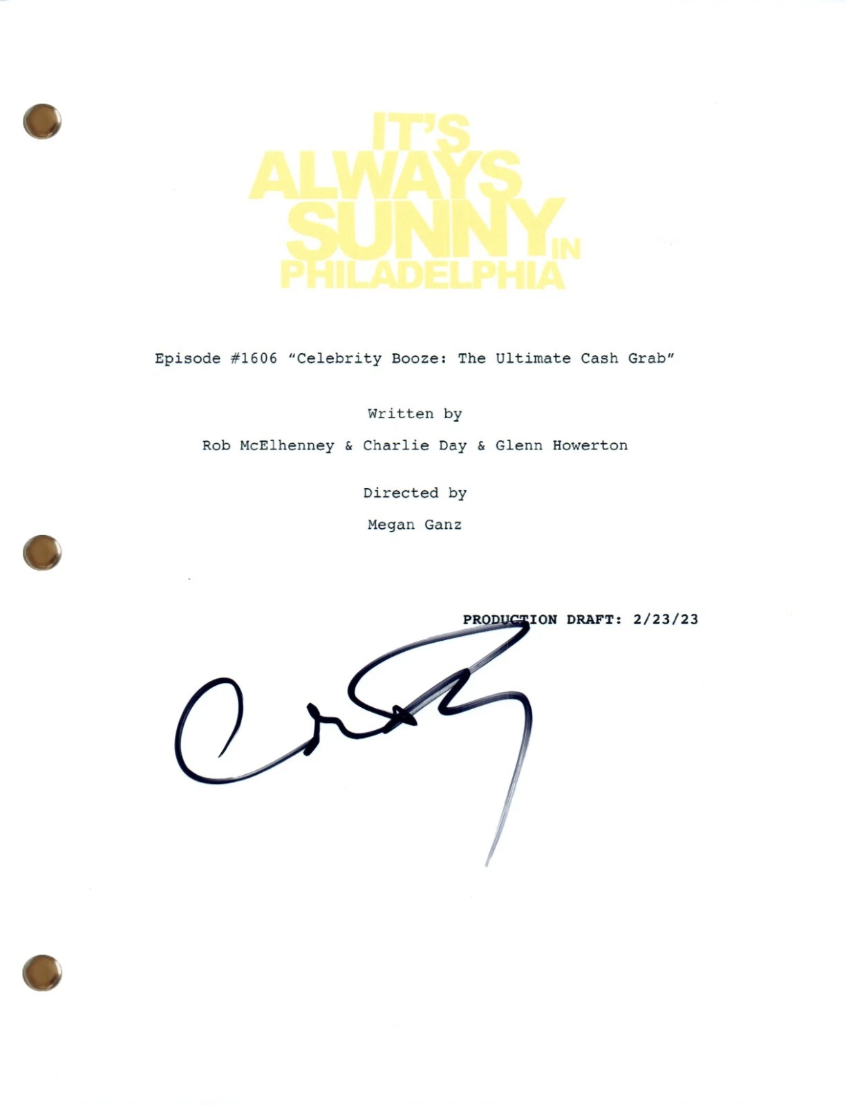 Charlie Day Signed Autograph It's Always Sunny in Philadelphia #1606 Script COA