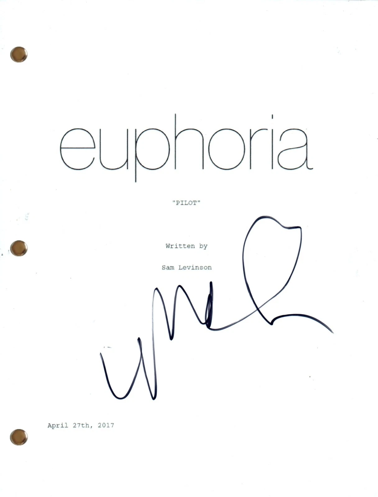 Maude Apatow Signed Autograph EUPHORIA Pilot Episode Script Full Screenplay COA