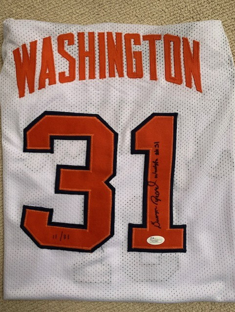 PEARL WASHINGTON HAND SIGNED WHITE SYRACUSE JERSEY    VERY RARE    11/31     JSA