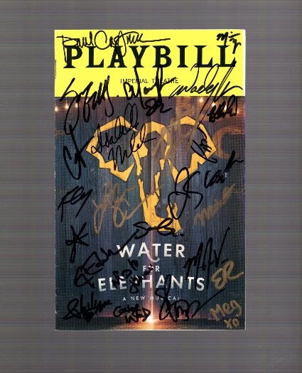 WATER FOR ELEPHANTS HAND SIGNED NEW YORK CITY PLAYBILL+COA       SIGNED BY CAST