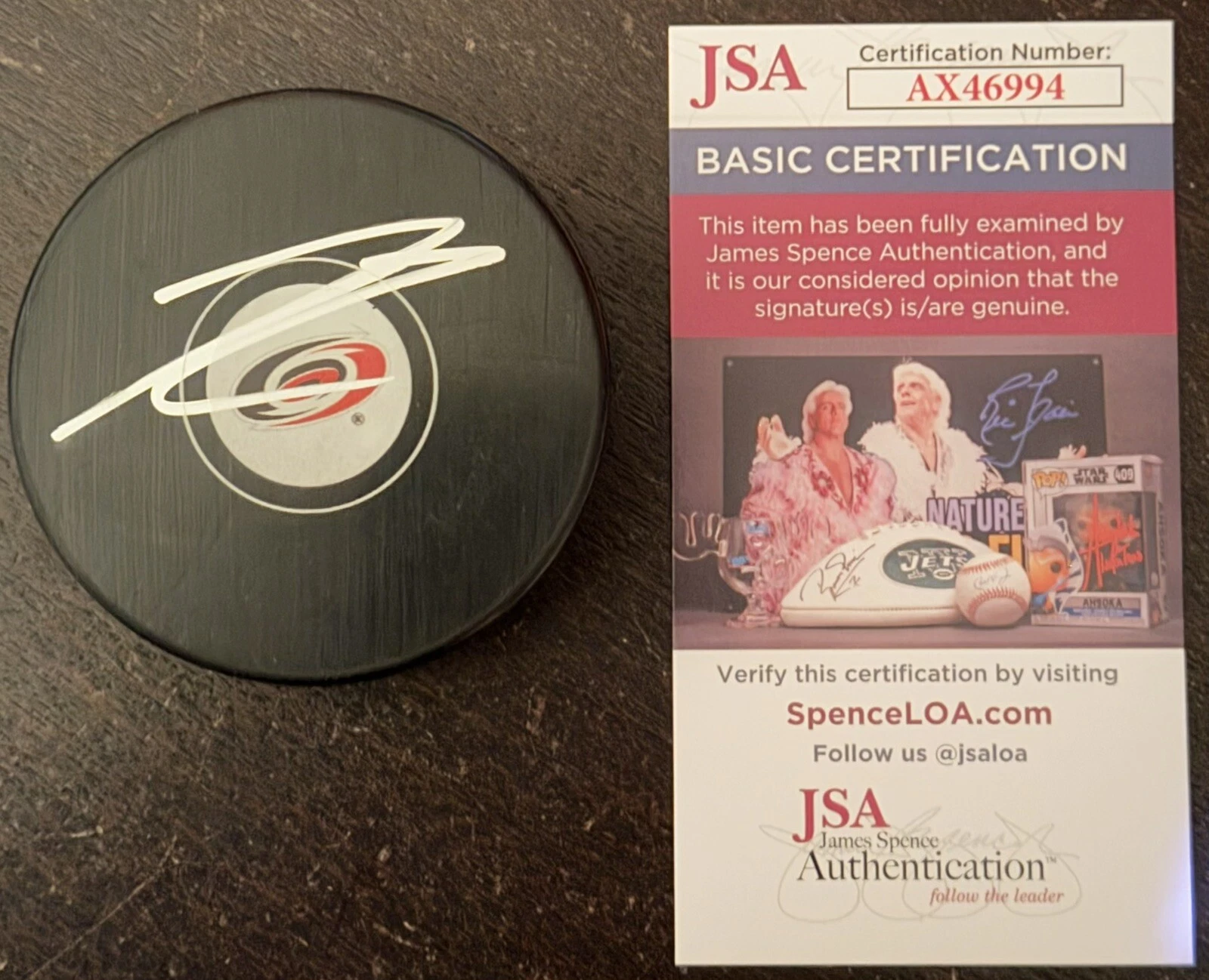 Jesperi Kotkaniemi Signed Autographed Carolina Hurricanes Logo Puck JSA COA