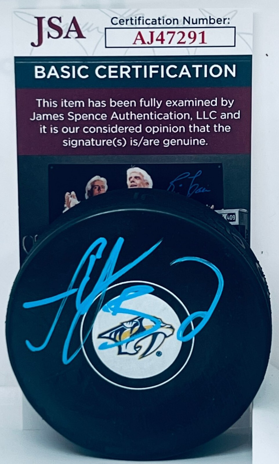 YAROSLAV ASKAROV SIGNED NASHVILLE PREDATORS PUCK AUTOGRAPHED JSA COLLECTIBLE MEMORABILIA