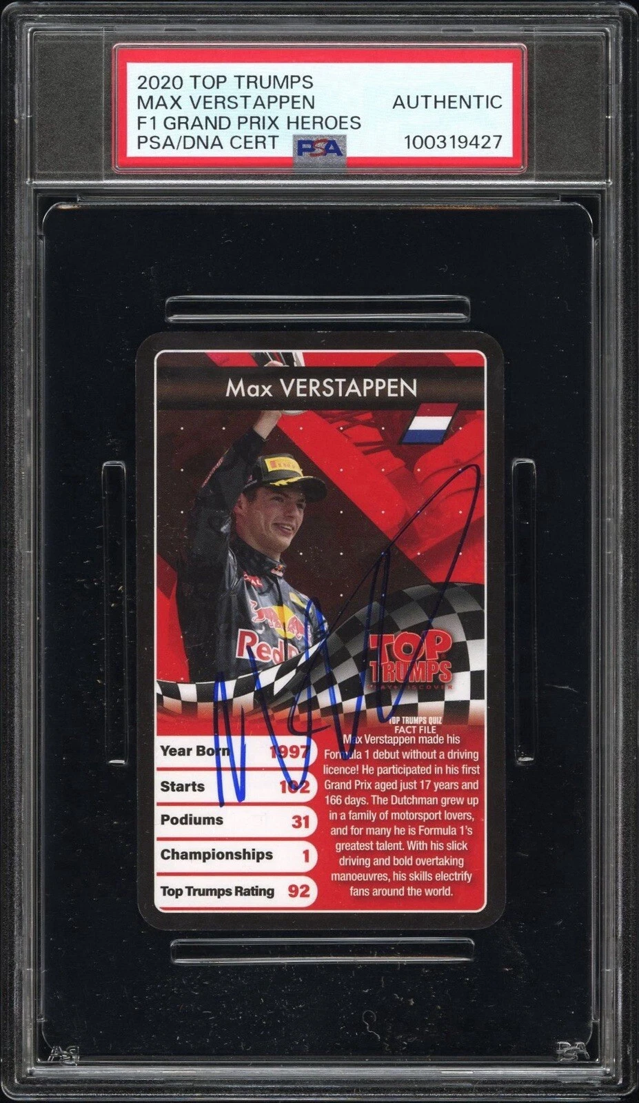 2020 Top Trumps Max Verstappen F1 Grand Prix Heroes Rookie Auto PSA/DNA DUAL RC