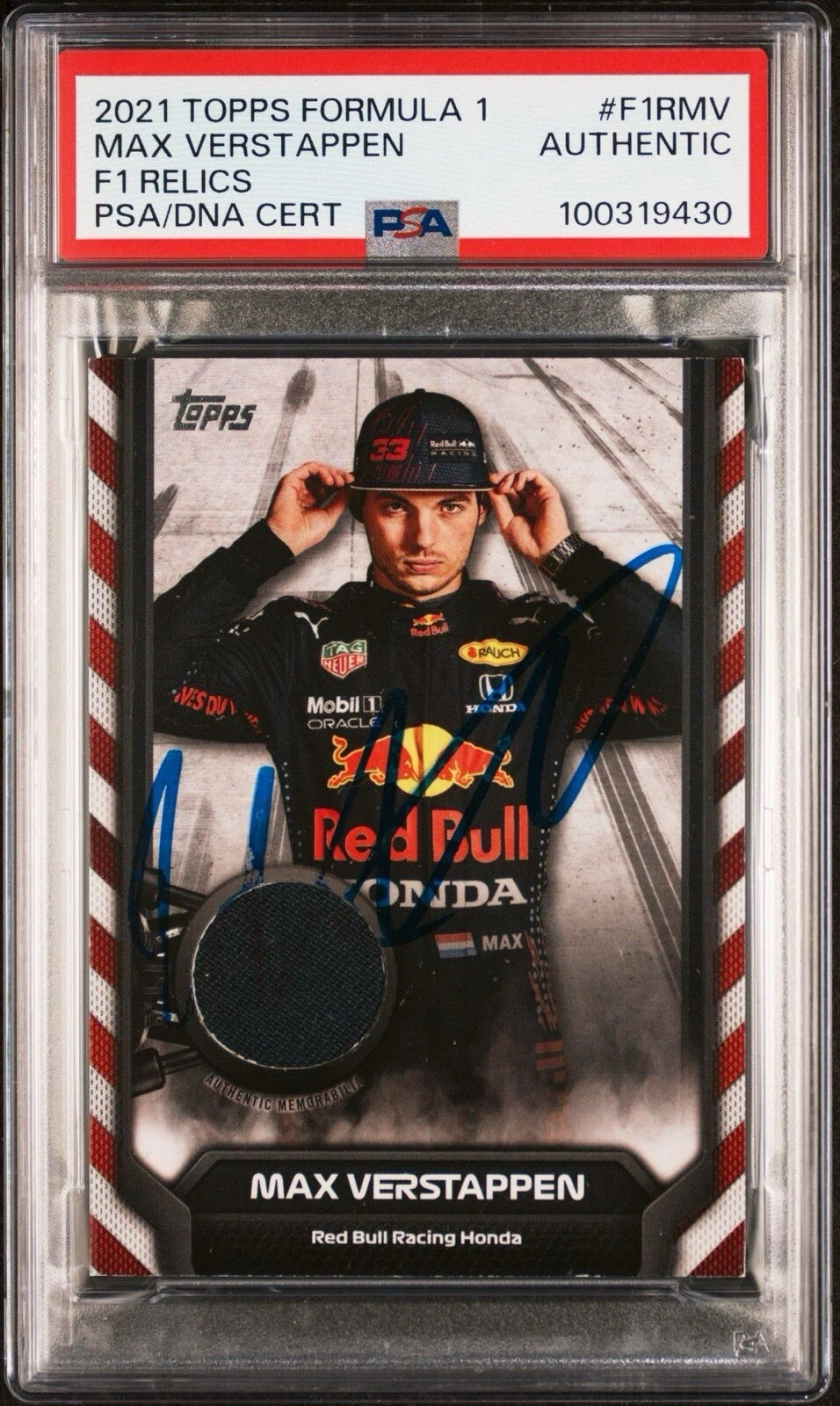 2021 Topps Formula 1 #F1RMV Max Verstappen Rookie Relics Auto /199 Psa/Dna Dual