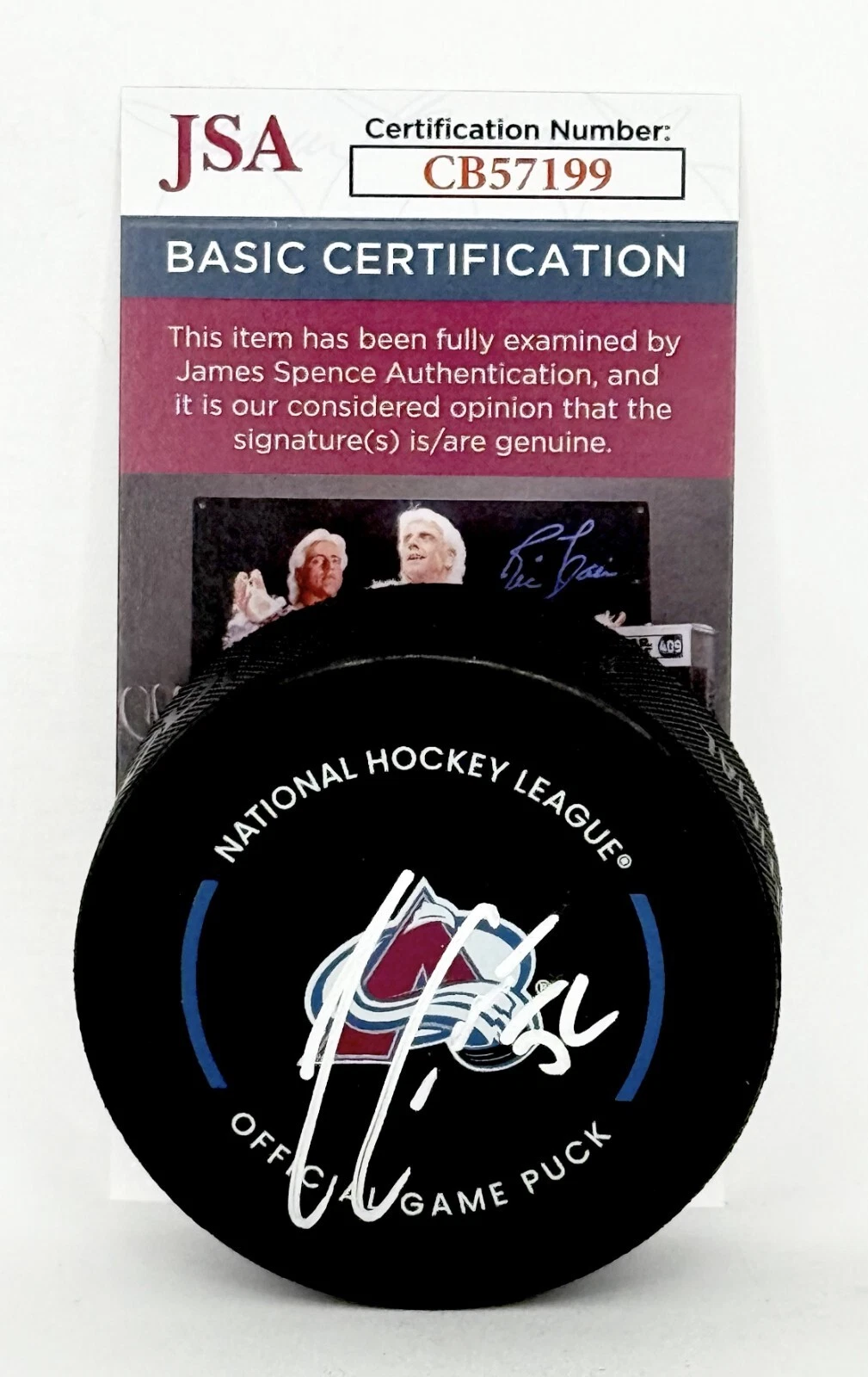 Adam Foote signed Colorado Avalanche Official Game Puck autographed JSA COA