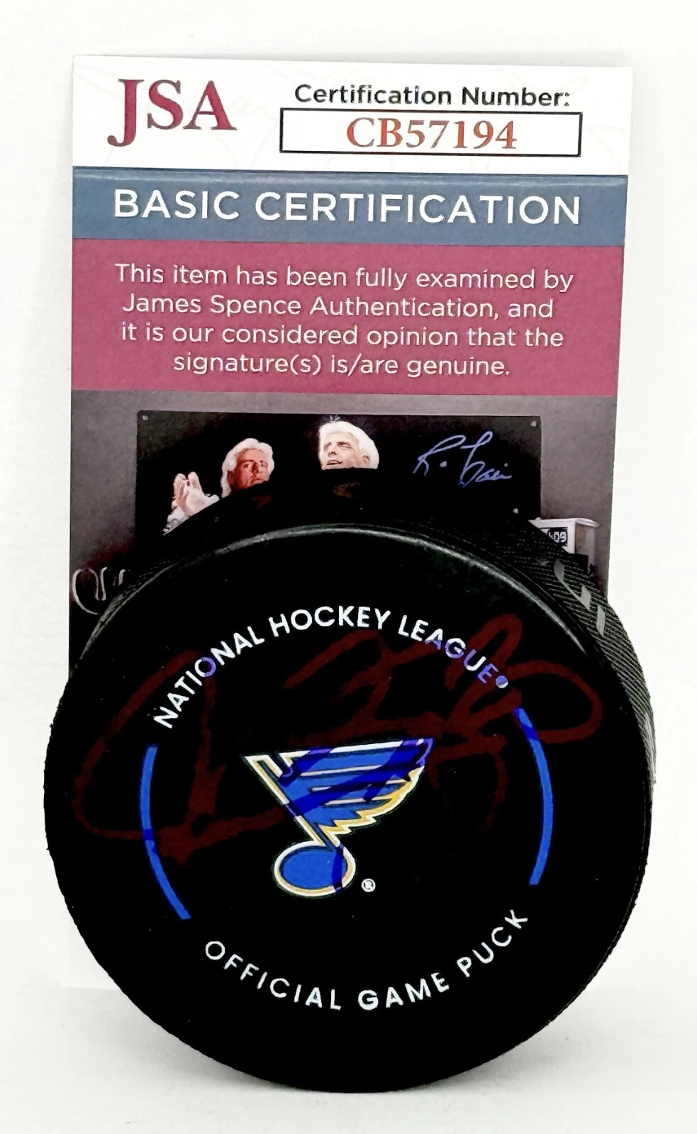 Alexander Steen signed St. Louis Blues Official Game Puck autographed JSA