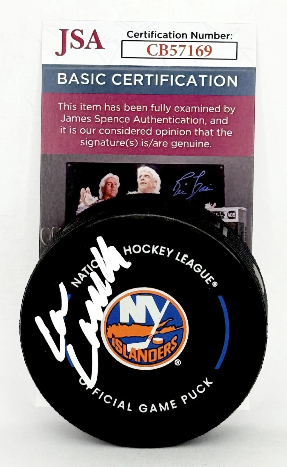 Lou Lamoriello signed New York Islanders Official Game Puck autographed JSA