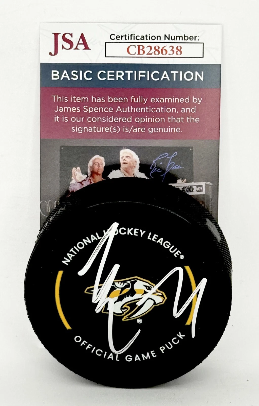 Luke Evangelista signed Nashville Predators Official Game Puck autographed 2 JSA