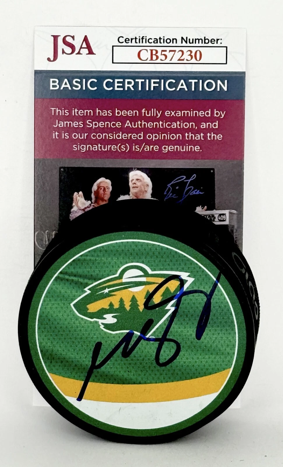 Matt Boldy signed Minnesota Wild Reverse Retro Puck autographed JSA