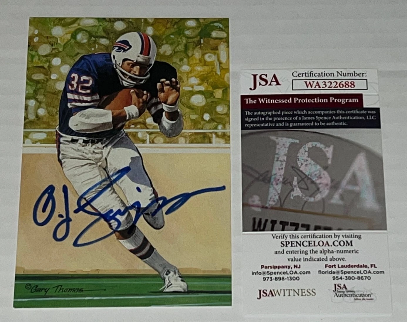 O.J. Simpson Buffalo Bills signed Goal Line Art Card autographed 2 JSA Witnessed