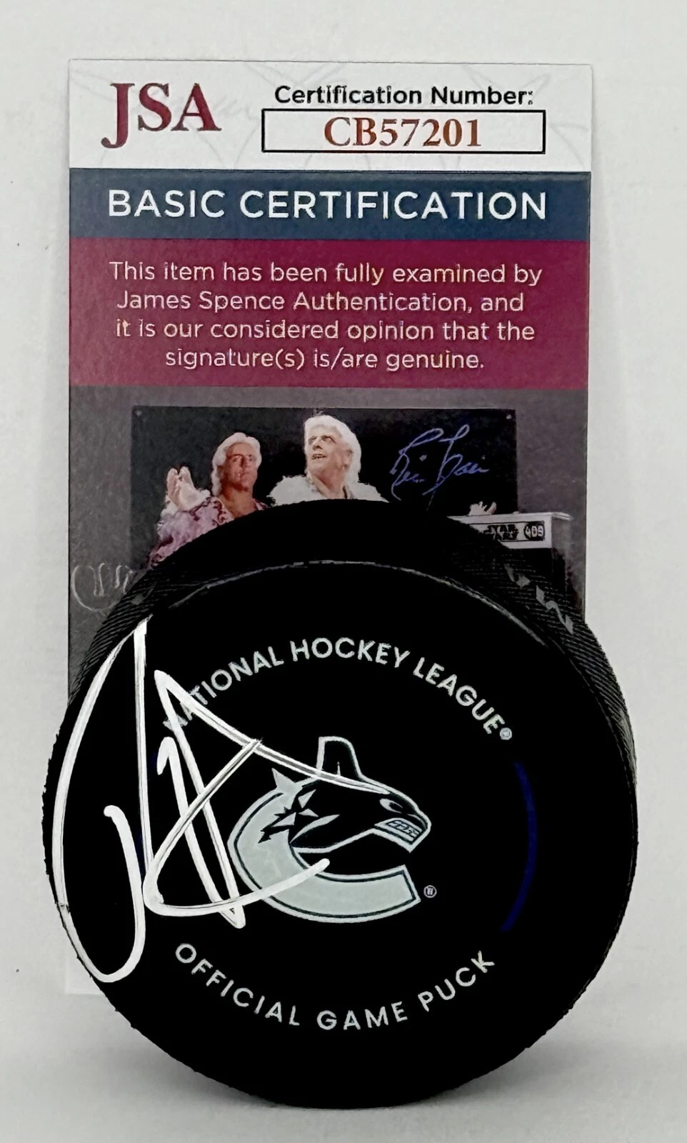 Tyler Myers signed Vancouver Canucks Official Game Puck autographed JSA