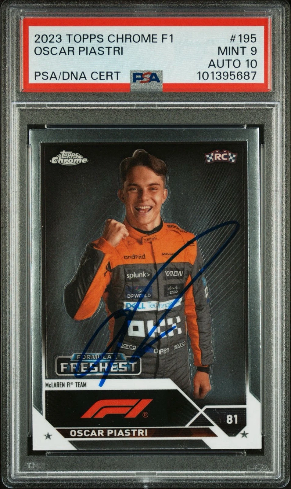 2023 Topps Chrome F1 #195 Oscar Piastri Signed Rookie Card Auto Psa MINT 9/GM 10