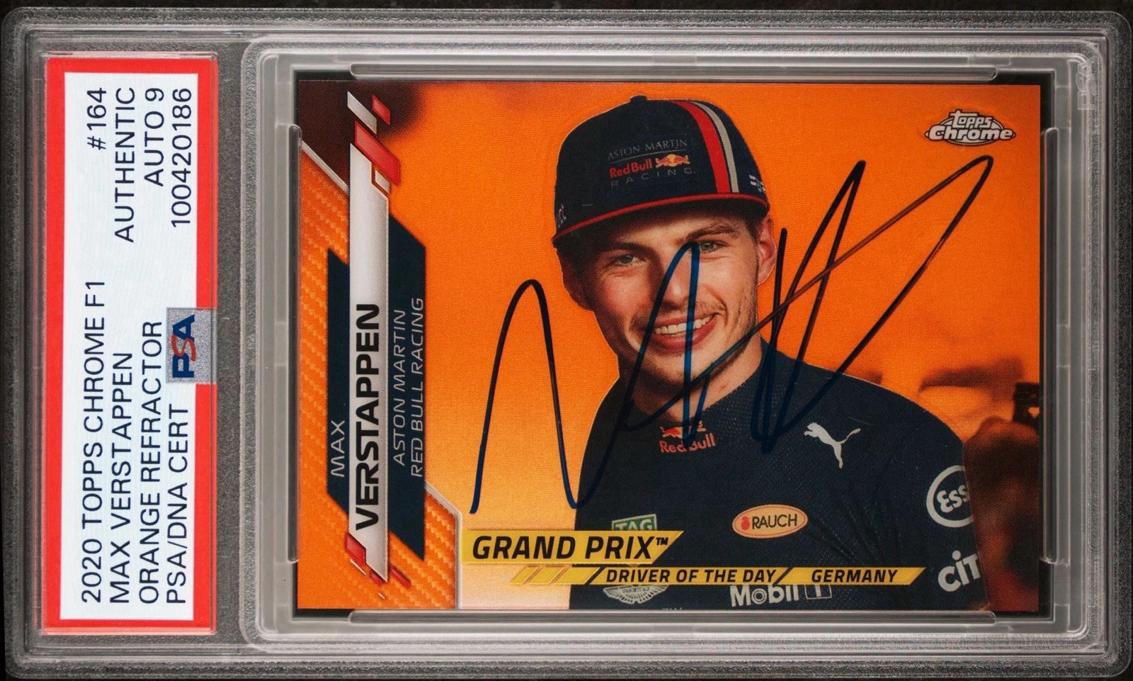 2020 Topps Chrome F1 #164 Max Verstappen Orange Rookie /25 Psa MINT 9 AUTO RC