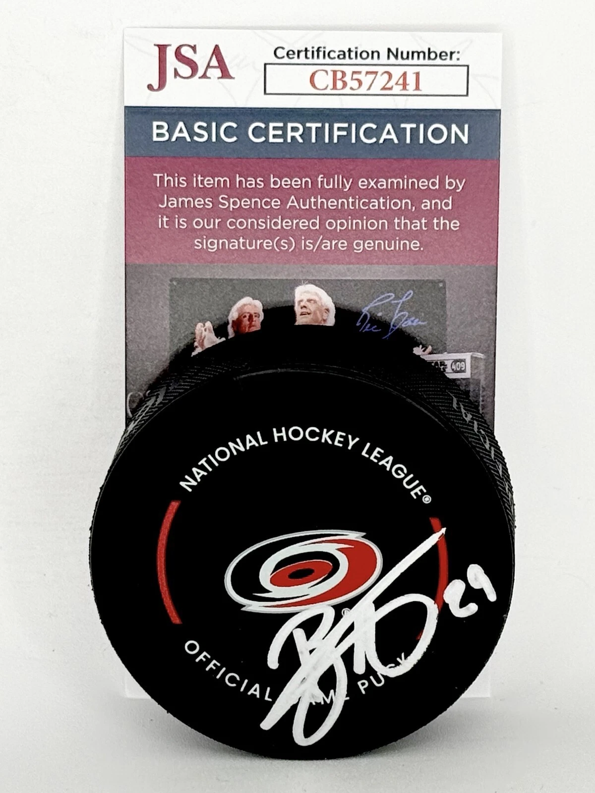Bradly Nadeau signed Carolina Hurricanes Official Game Puck autographed JSA