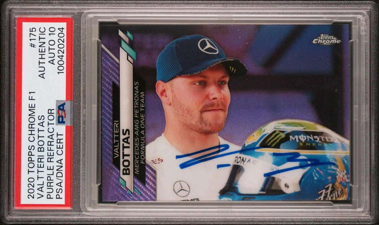 2020 Topps Chrome F1 #175 Valtteri Bottas Purple Ref Rookie /399 Psa GEM 10 AUTO