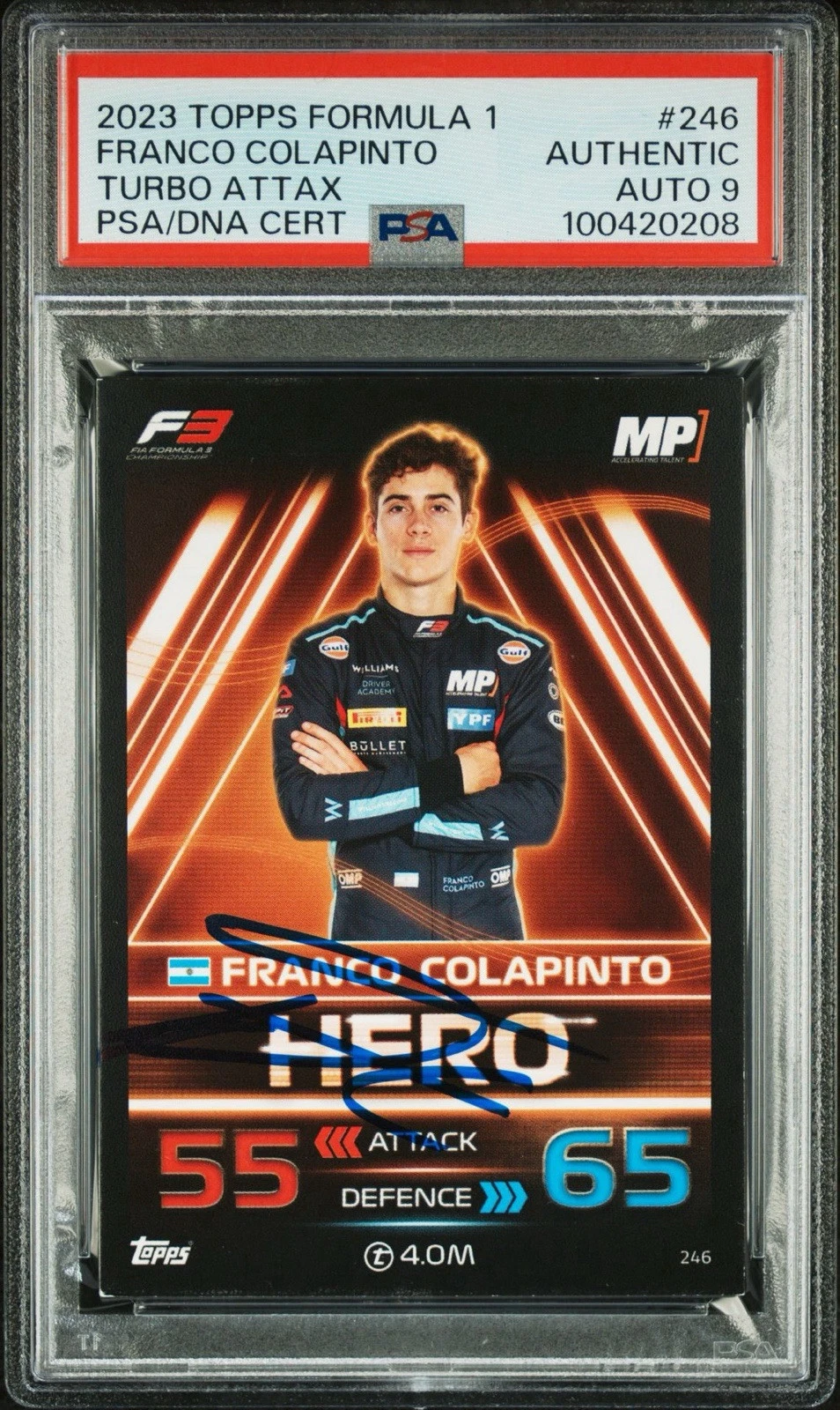 2023 Topps F1 #246 Franco Colapinto Turbo Attax Rookie Card Psa MINT 9 AUTO RC