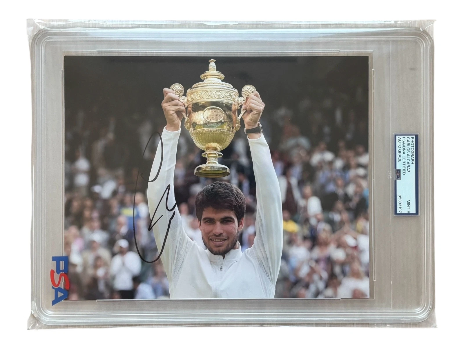 Carlos Alcaraz Signed 8x10 Photo Psa/Dna Encapsulated MINT 9 AUTO WIMBLEDON