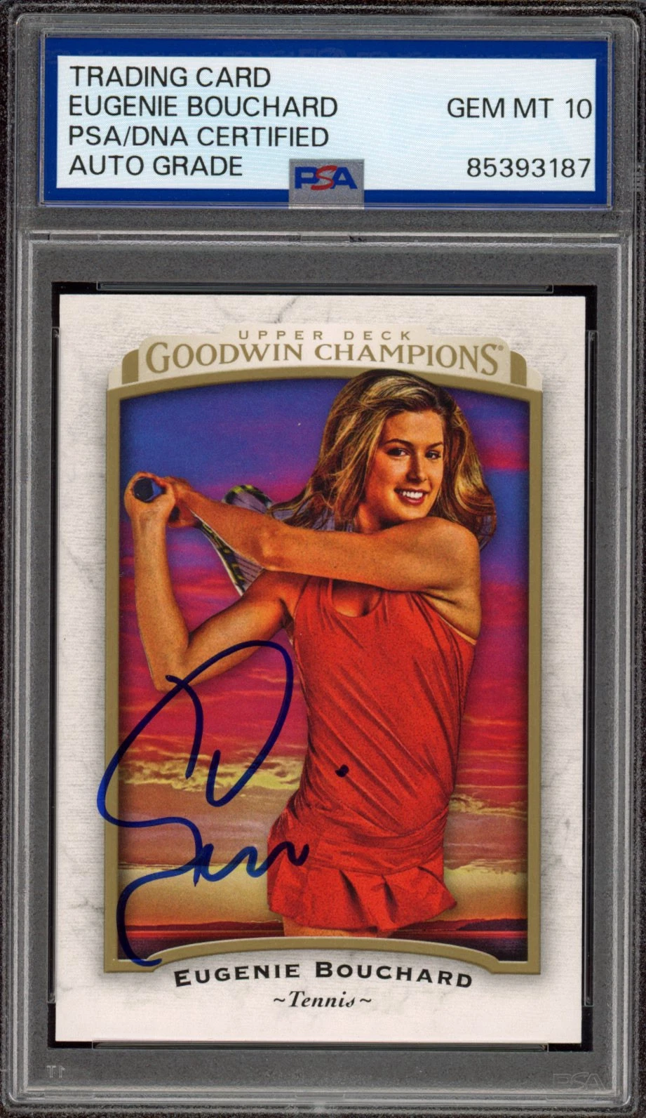 2017 UD Goodwin Champion #32 Eugenie Bouchard Signed Rookie Card Psa GEM 10 AUTO