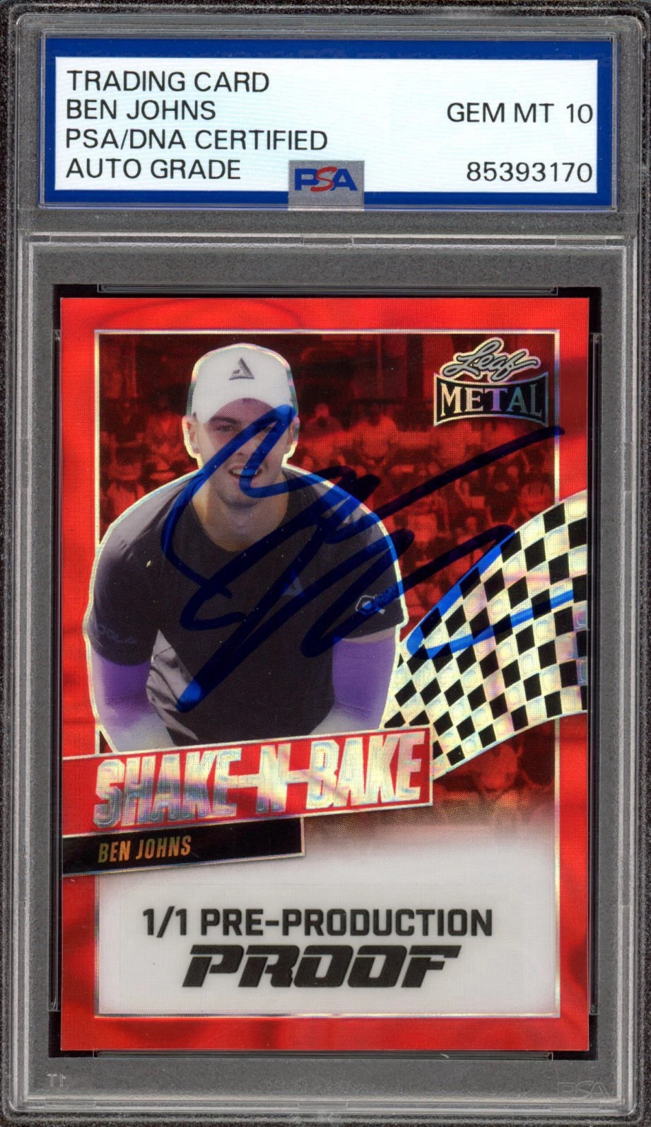 2024 Leaf Metal Pickleball Ben Johns Red Shake N Bake 1/1 Psa GEM MT 10 AUTO