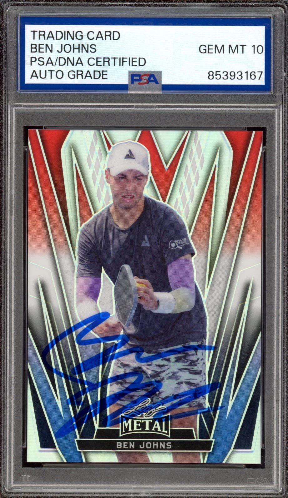 2024 Leaf Metal Pickleball #8 Ben Johns Red White Blue /35 Psa GEM MT 10 AUTO