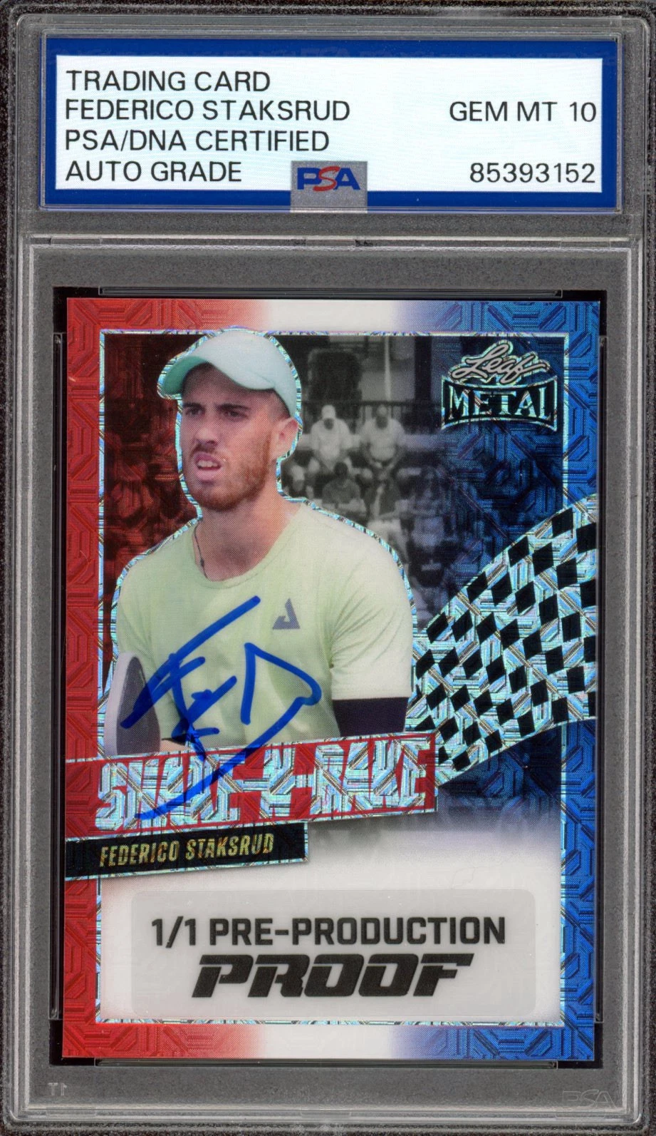 2024 Leaf Pickleball Federico Staksrud Shake N Bake Rookie 1/1 Psa GEM 10 AUTO