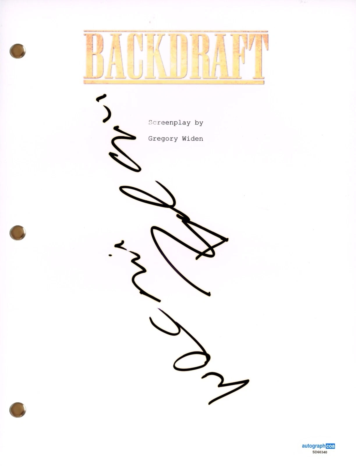 WILLIAM BALDWIN “BACKDRAFT” SIGNED AUTOGRAPH MOVIE SCRIPT FULL SCREENPLAY ACOA COLLECTIBLE MEMORABILIA