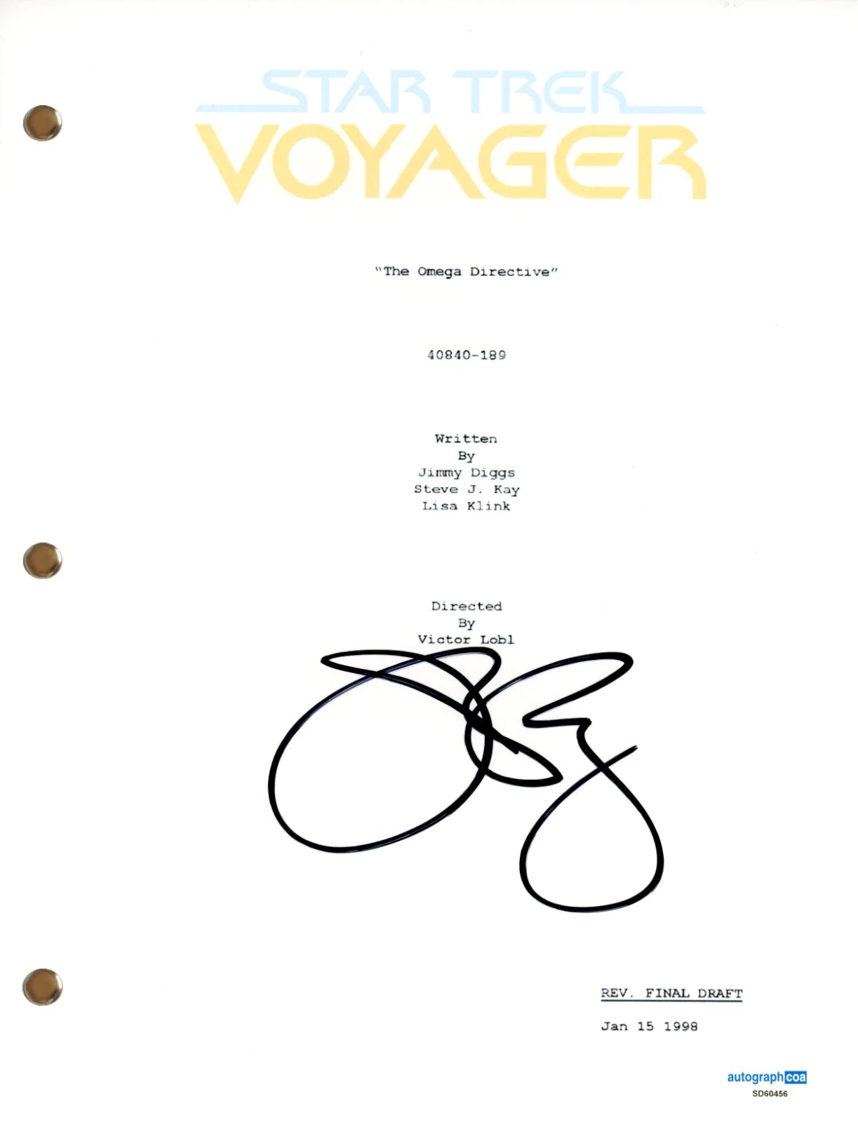 Jeri Ryan “Star Trek Voyager” Signed Autograph Full Episode Script '7 of 9' ACOA