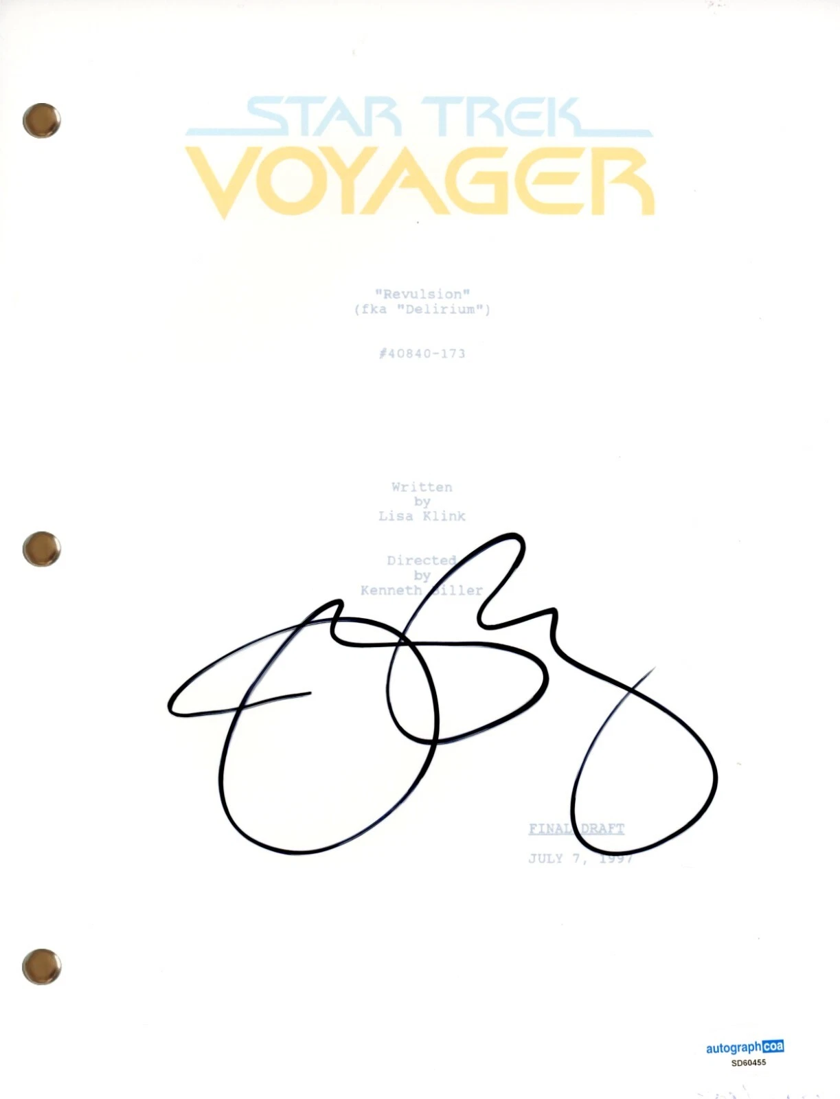 Jeri Ryan “Star Trek Voyager” Signed Autograph Episode Script TV Screenplay ACOA