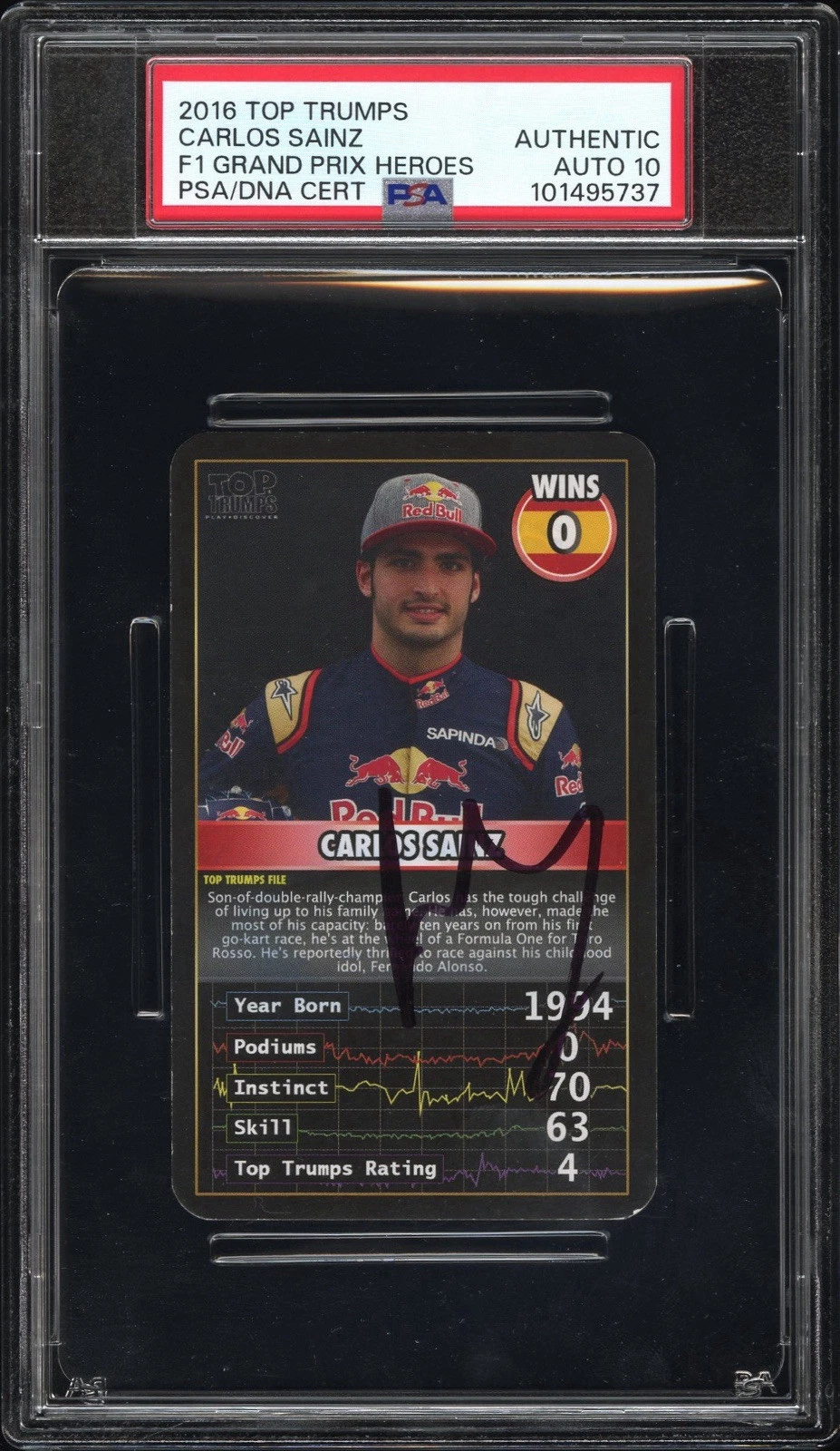2016 Top Trumps Carlos Sainz F1 Grand Prix Heroes Rookie Psa GEM MINT 10 AUTO RC