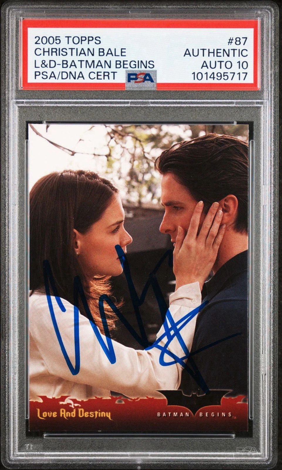2005 Topps Batman Begins #87 Christian Bale L&D Rookie Card PSA GEM MT 10 AUTO