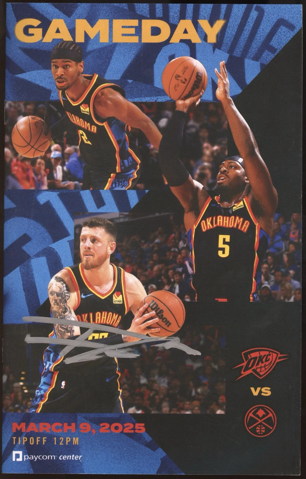 Isaiah Hartenstein Signed Oklahoma City Thunder 3/9/2025 GAMEDAY Program Auto