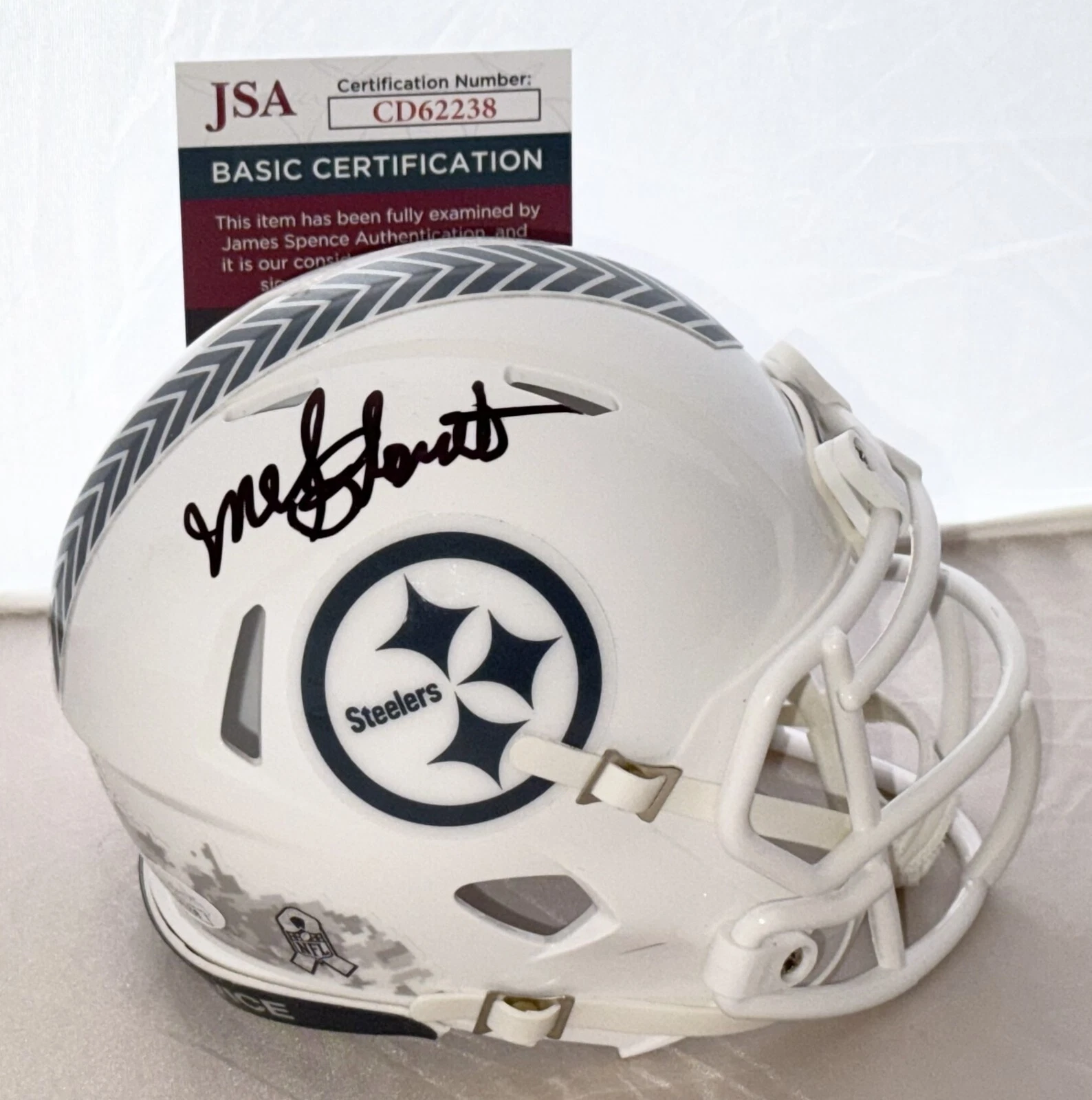 Mel Blount signed Pittsburgh Steelers Salute To Service mini helmet JSA