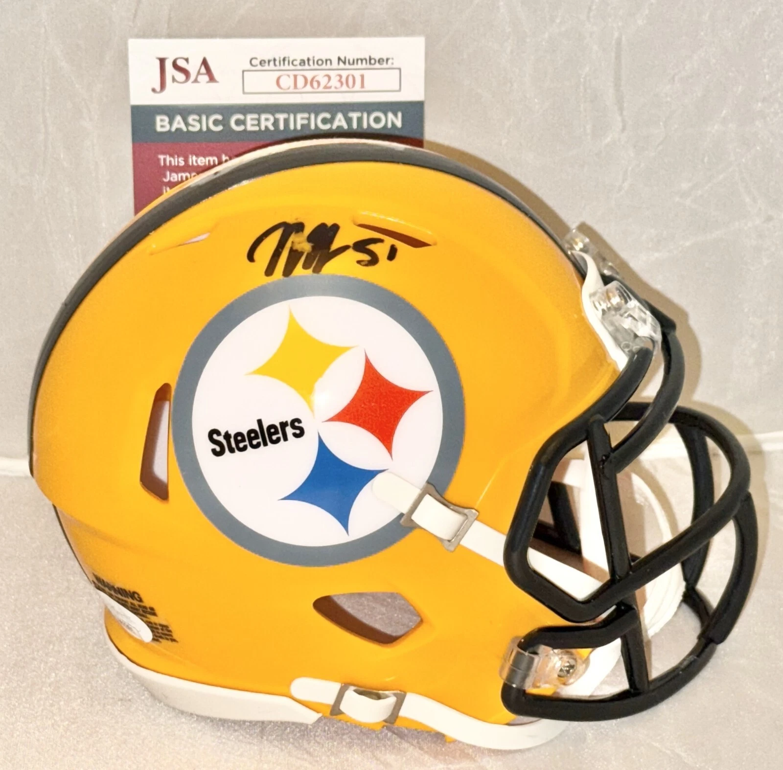 Nick Herbig signed Pittsburgh Steelers Yellow mini helmet autographed JSA COA