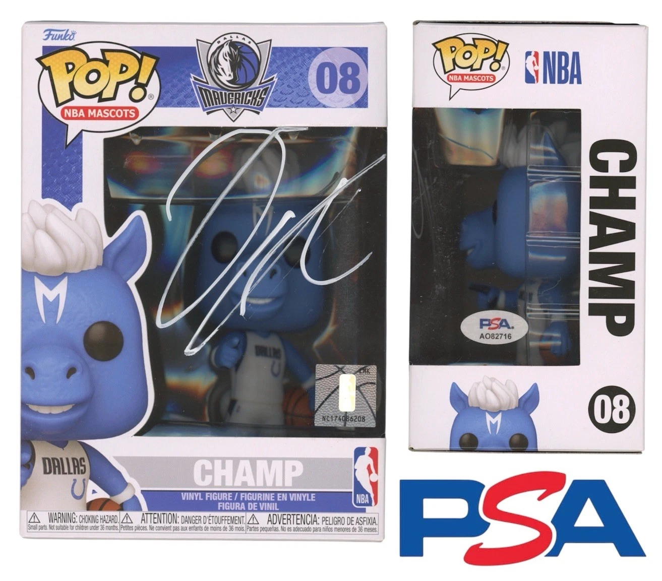 Jaden Hardy Signed NBA Mascots Dallas Mavericks Champ Funko Pop #08 PSA/DNA AUTO