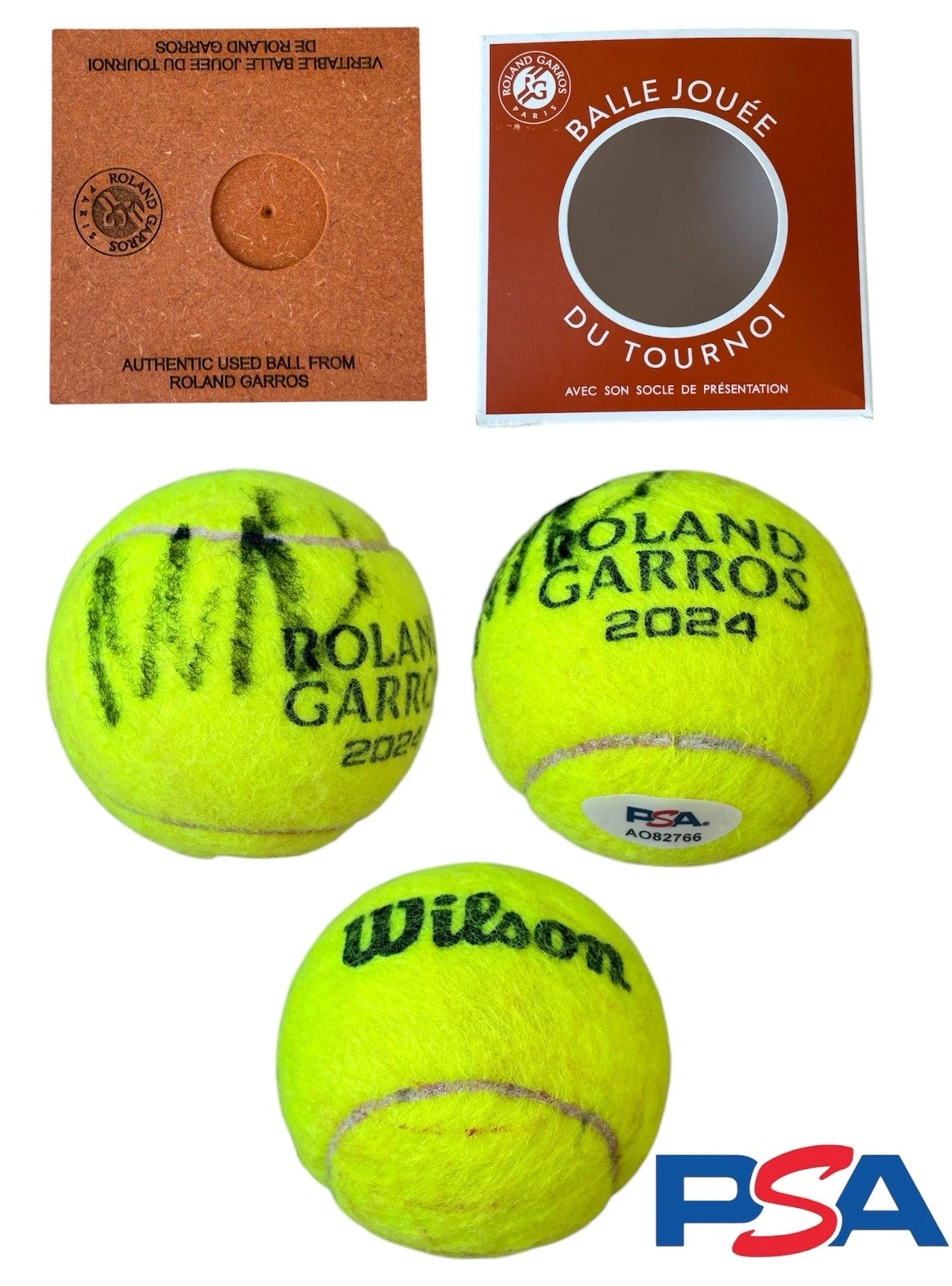Mirra Andreeva Signed 2024 French Open Match Used Tennis Ball SF PSA/DNA AUTO