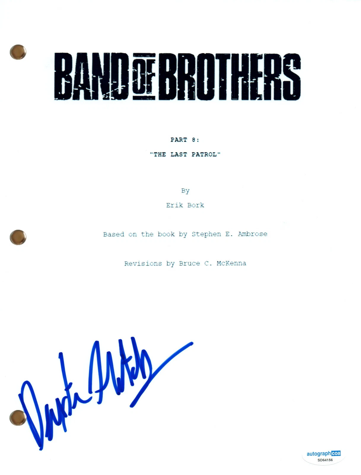 Dexter Fletcher “Band of Brothers” Signed Autograph Script Screenplay PT 8 ACOA