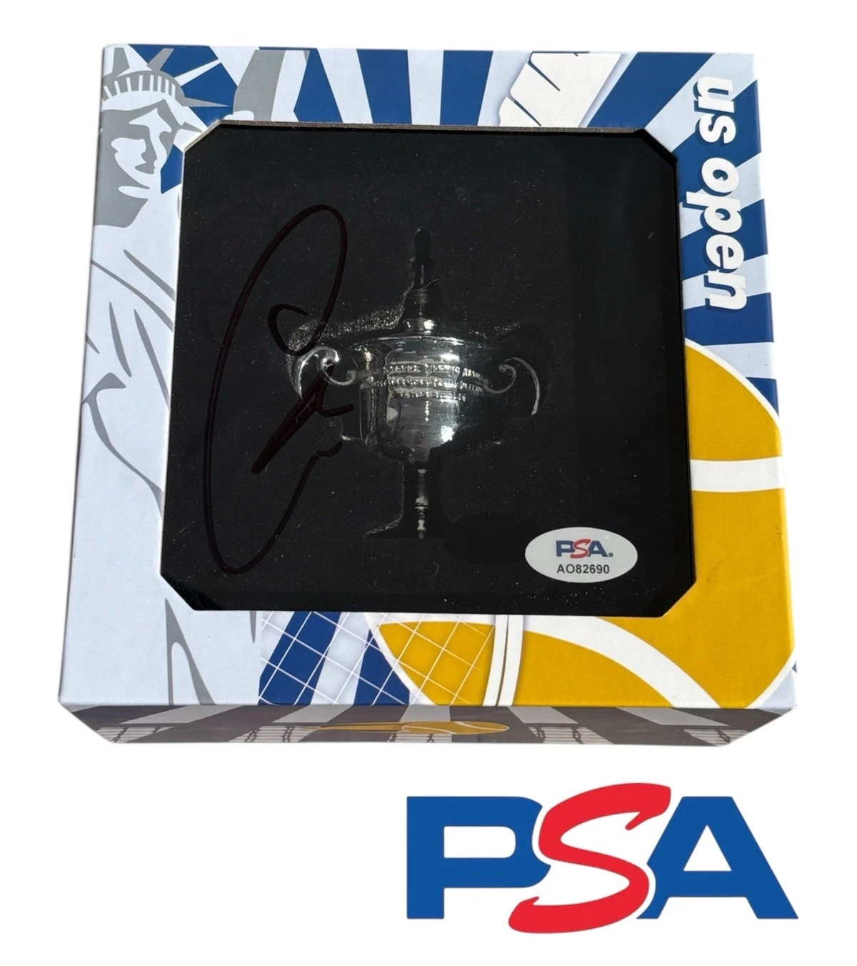 Carlos Alcaraz Signed US OPEN Mini Trophy PSA AUTO 2022 CHAMPION 1st Grand Slam