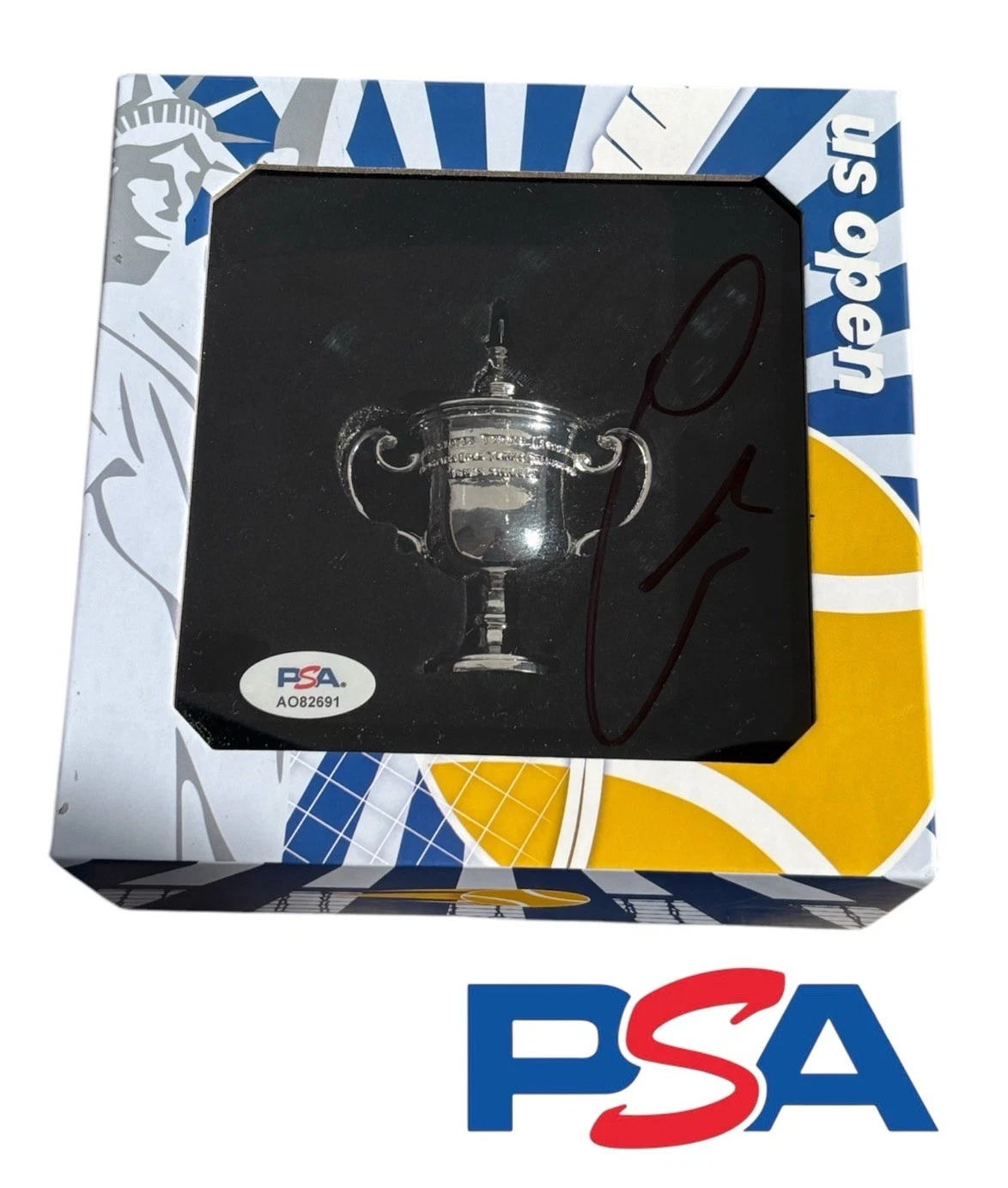 Carlos Alcaraz Signed US OPEN Mini Trophy PSA AUTO 2022 CHAMPION 1st Grand Slam