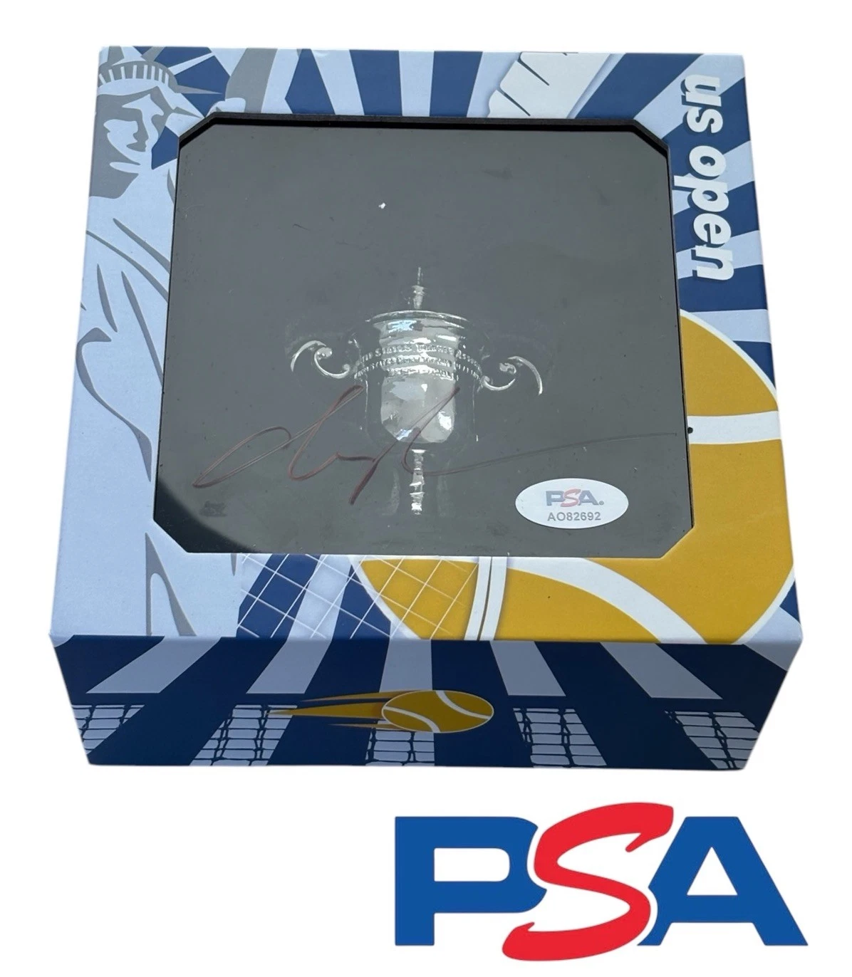 Daniil Medvedev Signed US OPEN Mini Trophy PSA AUTO 2021 CHAMPION 1st Grand Slam