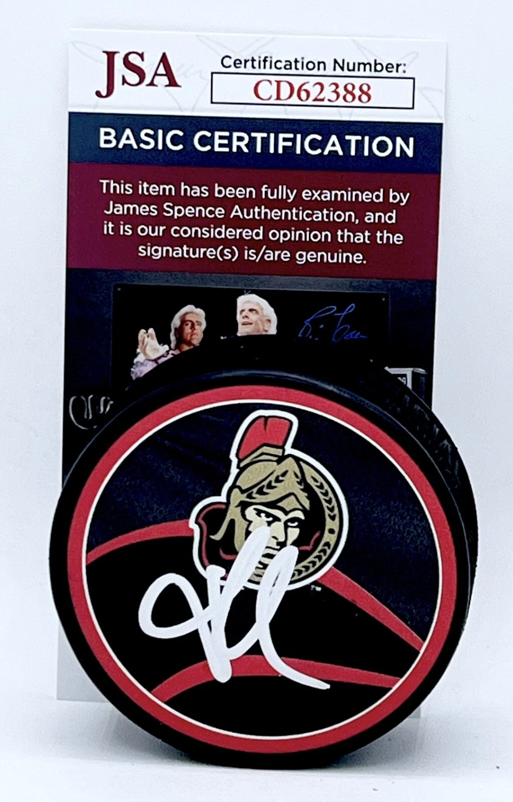 Brady Tkachuk signed Ottawa Senators Reverse Retro Puck autographed JSA COA