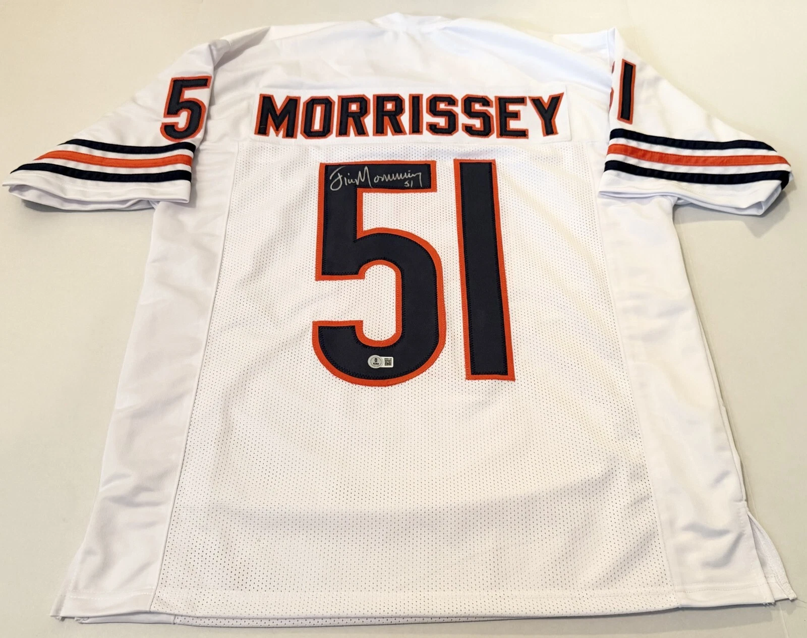 Jim Morrissey Chicago Bears signed White Custom jersey Beckett Witnessed