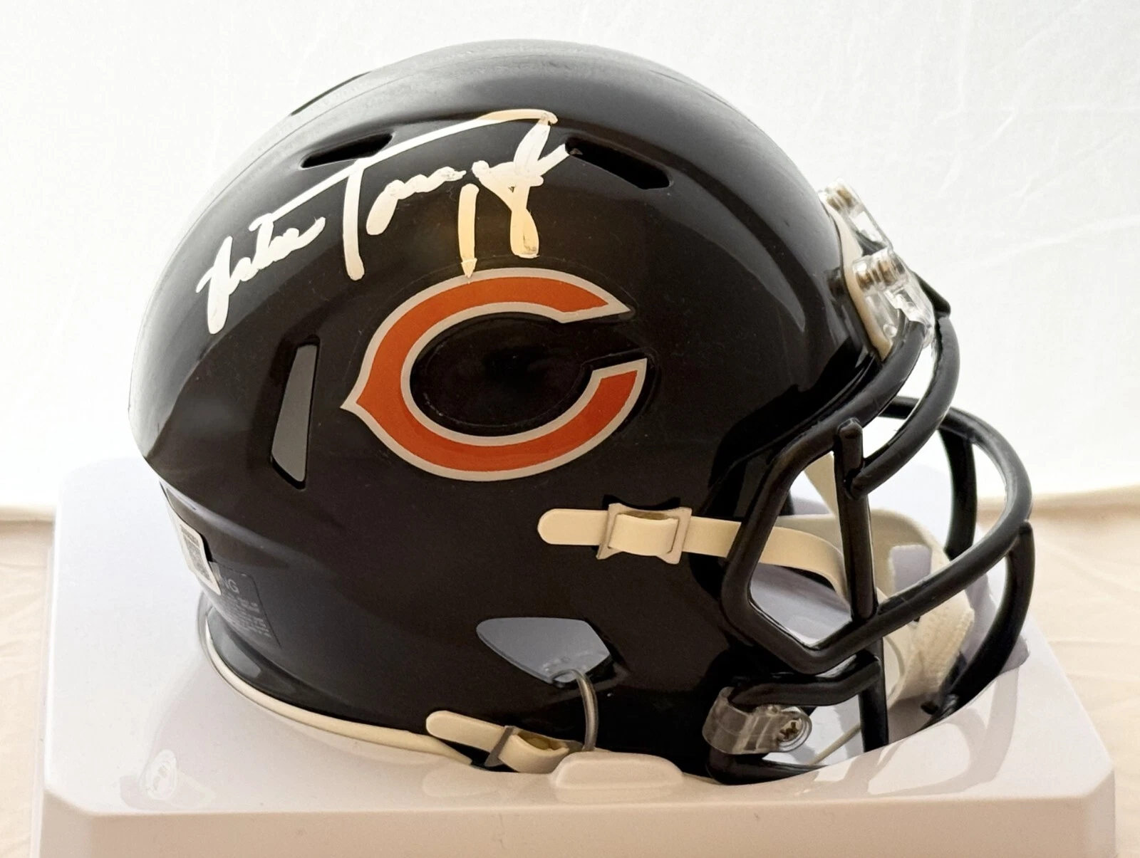 Mike Tomczak signed Chicago Bears mini helmet autographed Beckett Witnessed