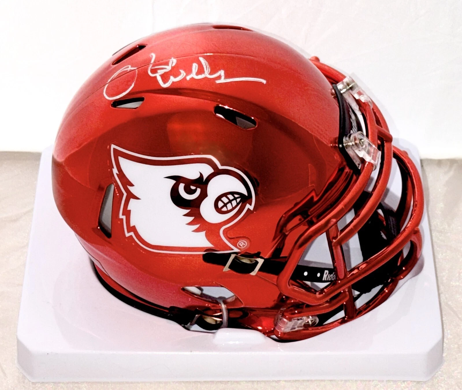 Otis Wilson signed Louisville Cardinals Red Chrome mini helmet Beckett Witnessed