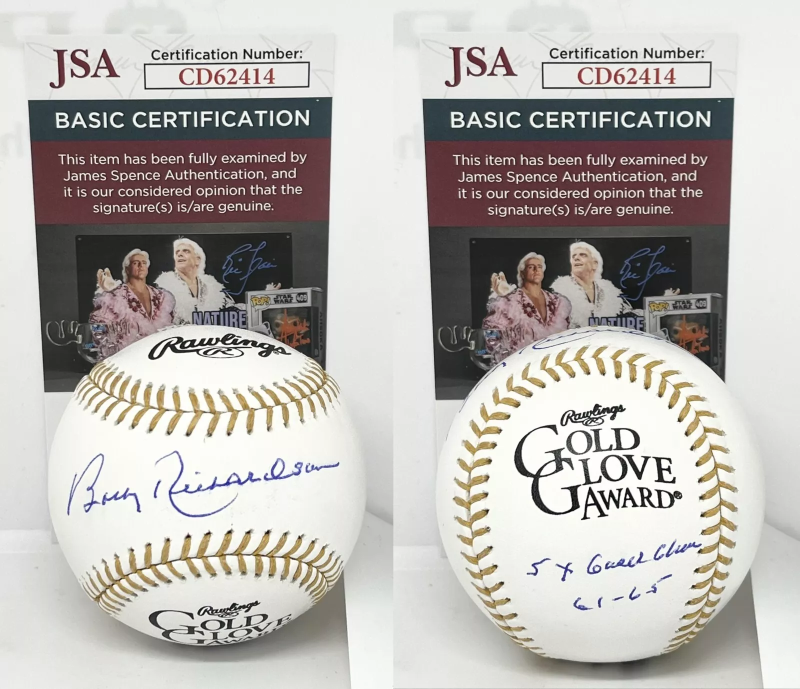 Bobby Richardson Yankees signed Gold Glove Baseball Ball W/ Inscription #2 JSA