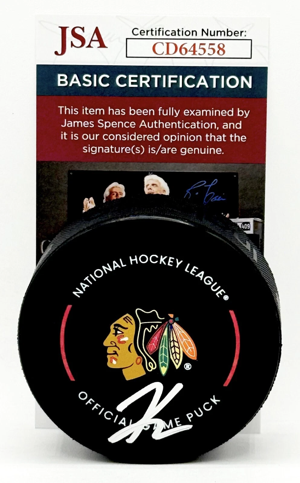 Kevin Korchinski signed Chicago Blackhawks Official Game Puck autographed JSA