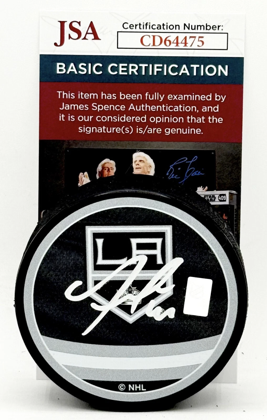 Trevor Lewis signed Los Angeles Kings Reverse Retro Puck autographed JSA