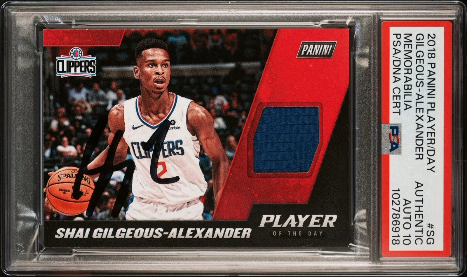 2018 Panini #SG Shai Gilgeous-Alexander Rookie Memorabilia Psa GEM MT 10 AUTO RC
