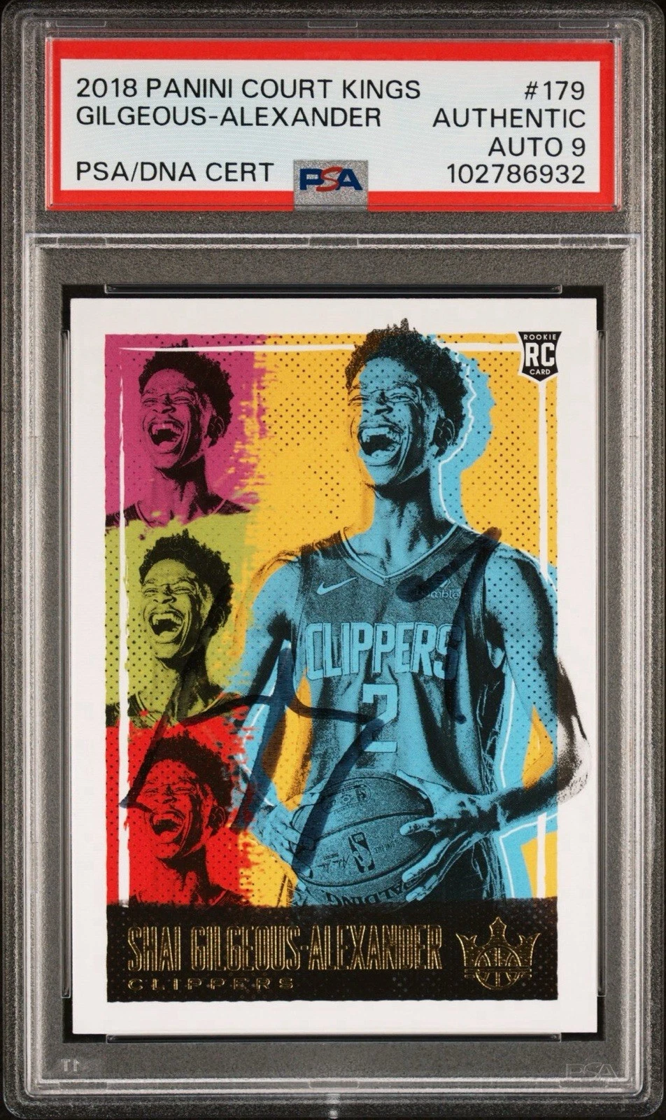 2018 Panini Court Kings #179 Shai Gilgeous-Alexander Rookie PSA MINT 9 AUTO RC