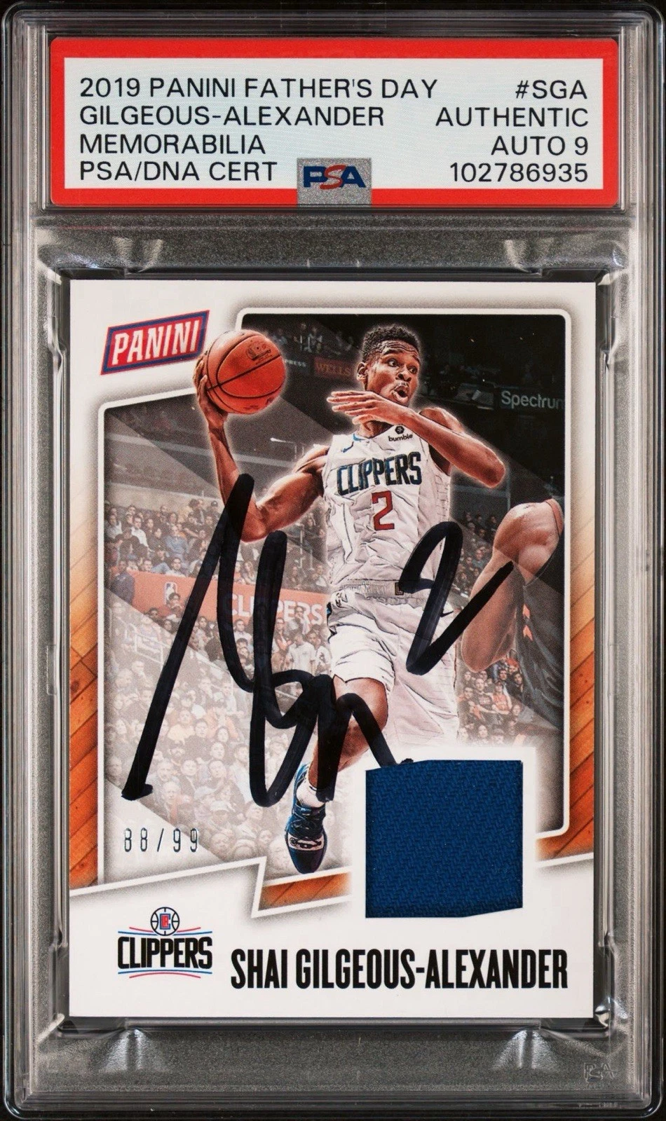 2019 Panini Fathers Day Shai Gilgeous-Alexander Rookie Mem /99 PSA MINT 9 AUTO